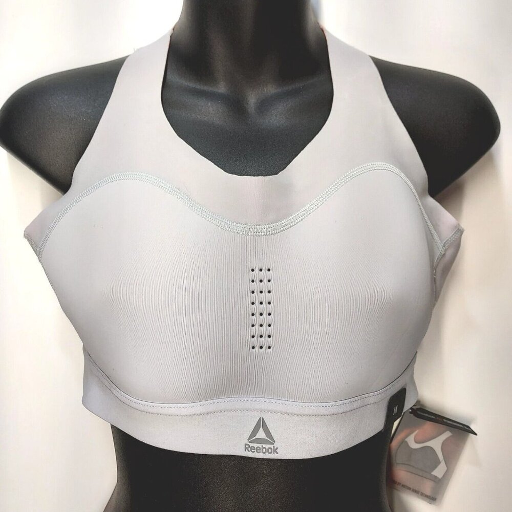 Reebok Puremove Grey Orange Sports Bra / Crop Top Size Med
